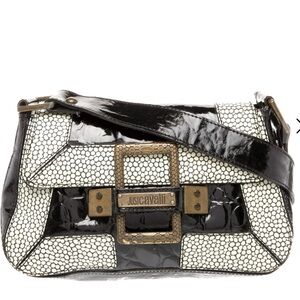Just Cavalli Black and Cream Shoulder Bag